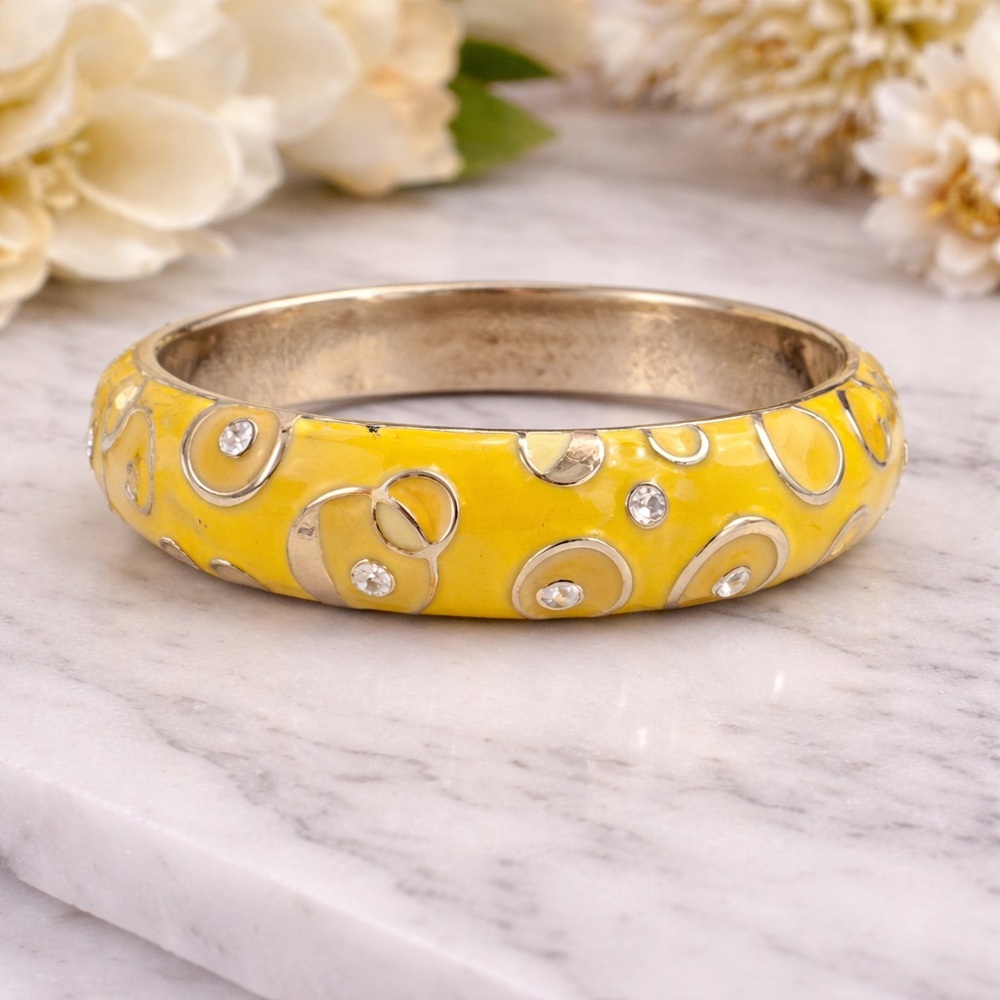 Vibrant Yellow Bangle with Sparkling Accents
